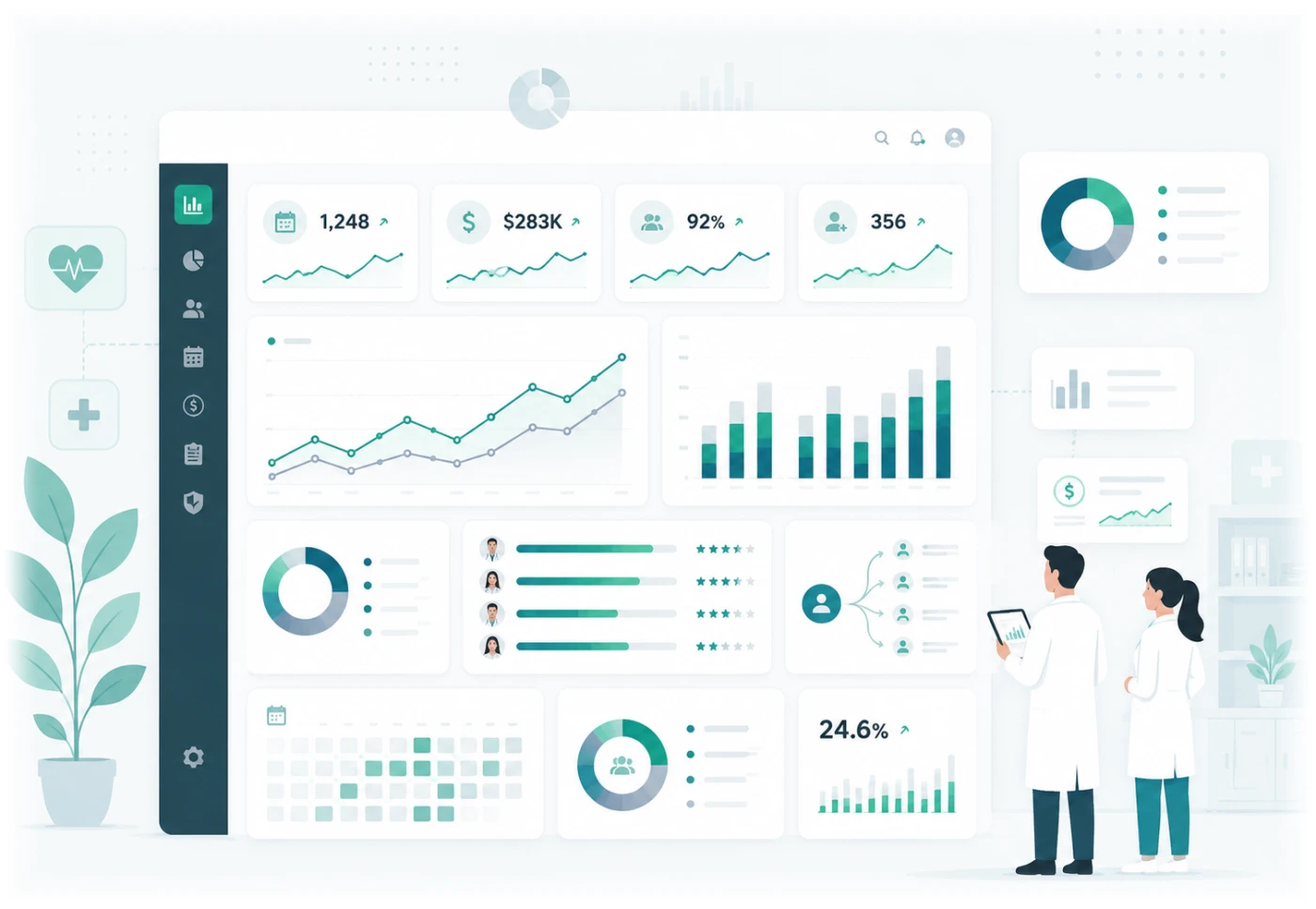 Solomo360 Reports & Analytics — Monitor appointments, revenue, collections, patient retention, no-shows, and overall practice performance.