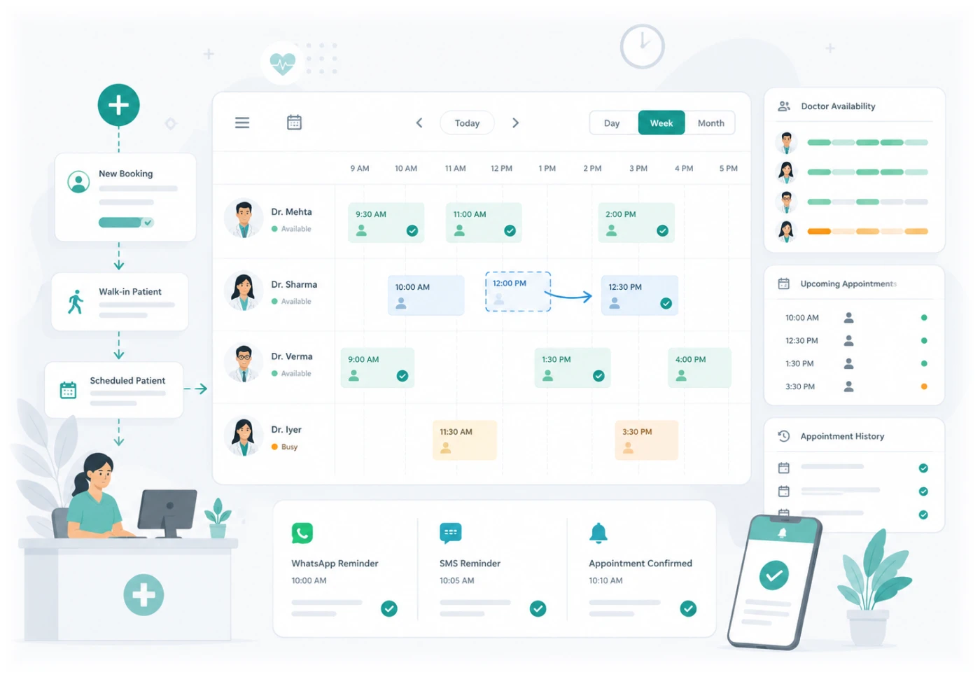 Solomo360 Appointment Management — Book, reschedule, confirm appointments, and reduce no-shows with automated scheduling workflows.