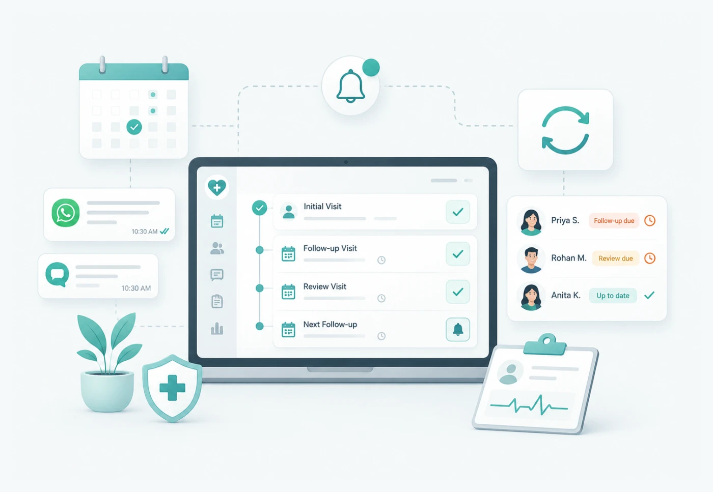 Solomo360 Follow-up & Recall — Automatically remind patients about follow-ups, review visits, and ongoing treatment plans.