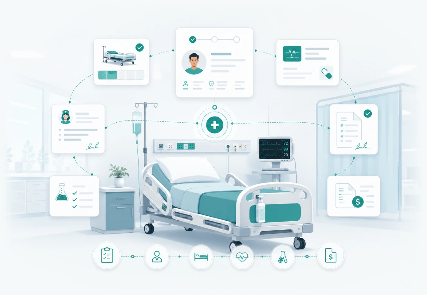 Solomo360 Indoor Patient Management (IPD) — Manage admissions, bed allocation, treatment records, discharge summaries, and IPD billing from one system.